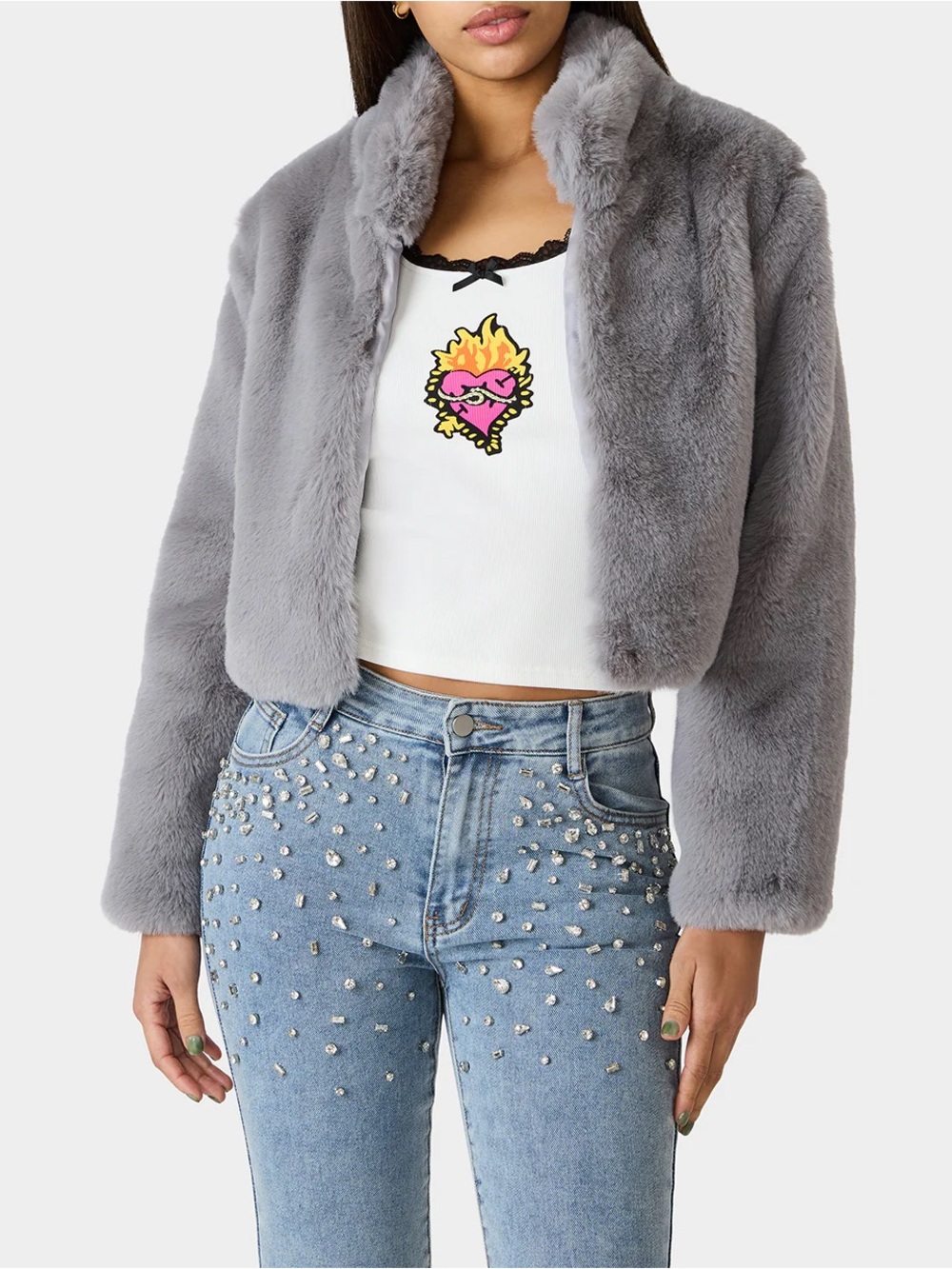 Betsey Johnson MISTY LUXE FAUX FUR GREY NEW WITH TAGS NWT SMALL S